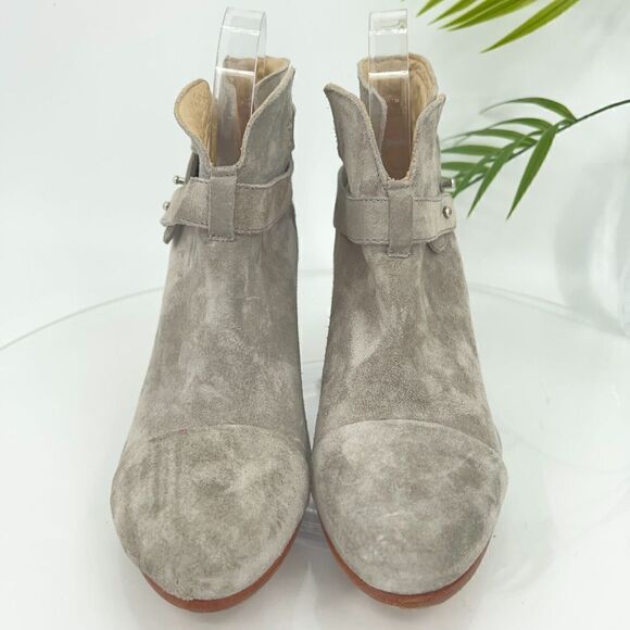 Rag & Bone Harrow Ankle Boots Women's Size 39 9 Grey Suede Leather Strap Heel - Picture 4 of 15